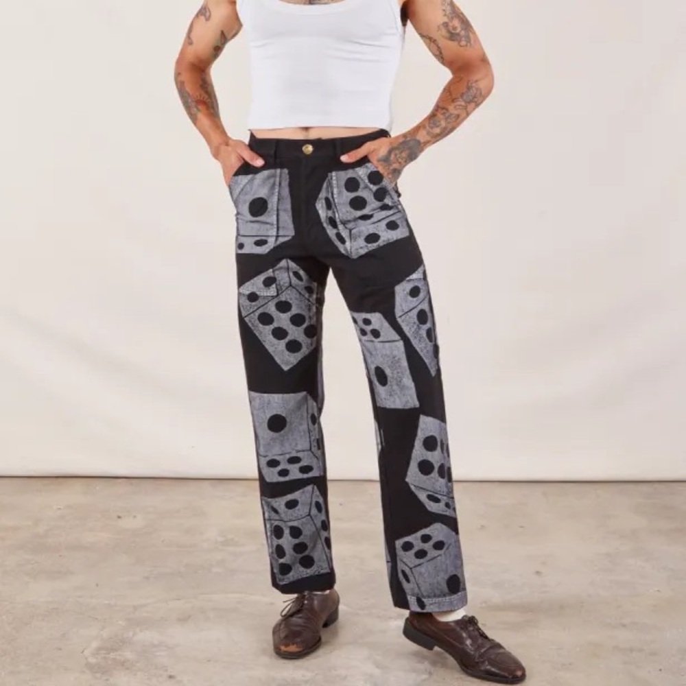Big Bud Press • Paint-stamp Dice Work Pants • Medium • Like New • Petite Hemmed